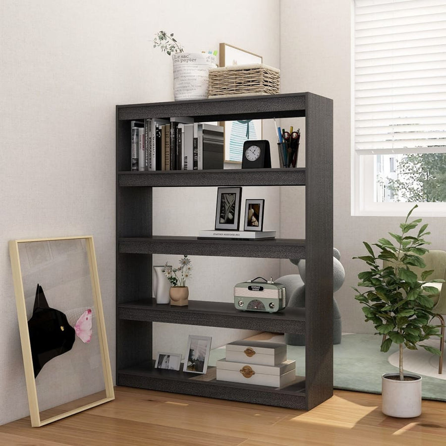 Boekenkast/kamerscherm 100x30x135,5 cm massief grenenhout grijs 100 x 30 x 135.5 cm Grijs