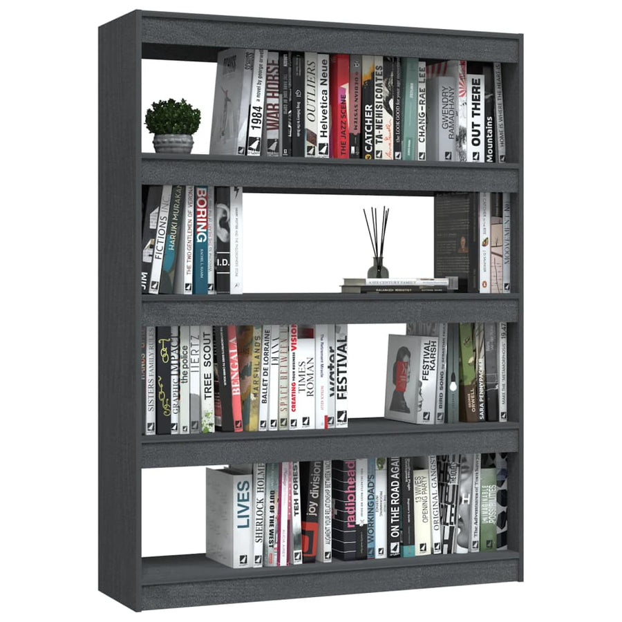 Boekenkast/kamerscherm 100x30x135,5 cm massief grenenhout grijs 100 x 30 x 135.5 cm Grijs