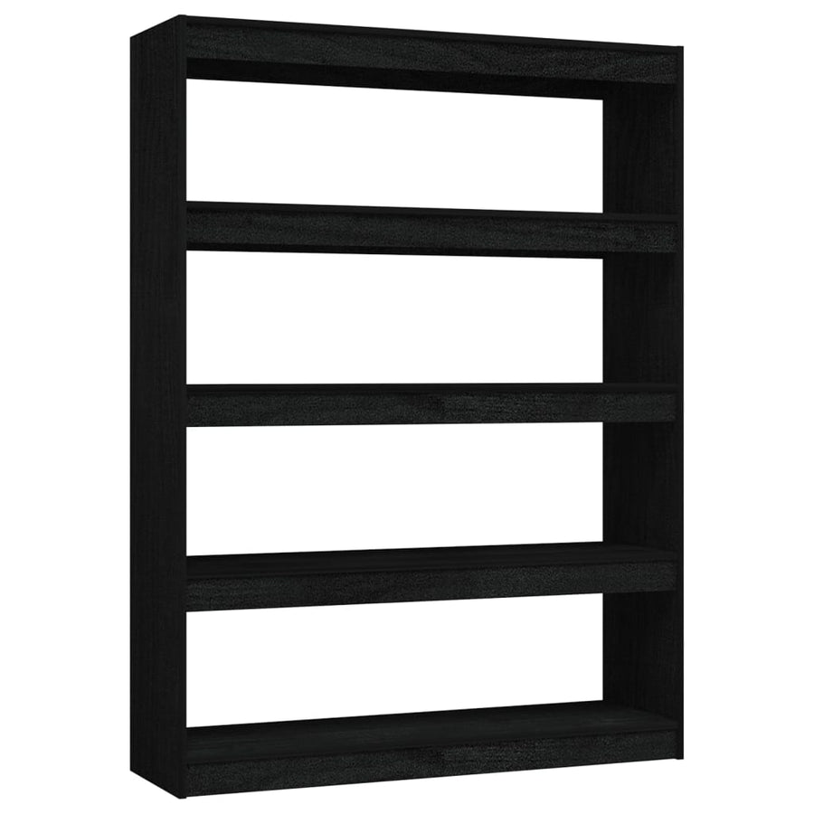 Boekenkast/kamerscherm 100x30x135,5 cm massief grenenhout zwart 100 x 30 x 135.5 cm Zwart