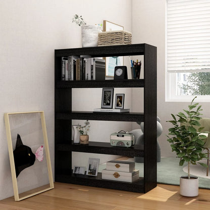 Boekenkast/kamerscherm 100x30x135,5 cm massief grenenhout zwart 100 x 30 x 135.5 cm Zwart