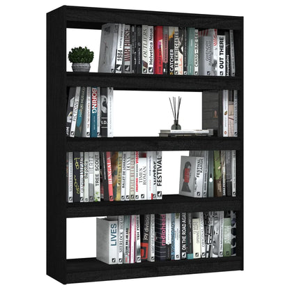 Boekenkast/kamerscherm 100x30x135,5 cm massief grenenhout zwart 100 x 30 x 135.5 cm Zwart