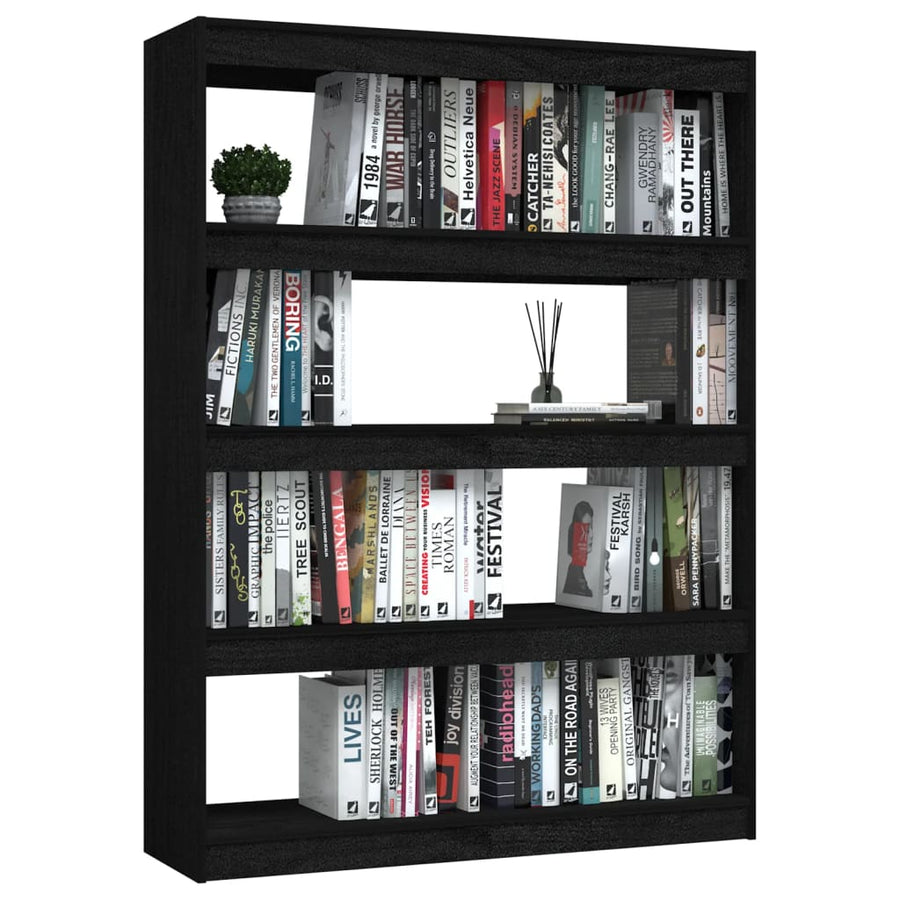 Boekenkast/kamerscherm 100x30x135,5 cm massief grenenhout zwart 100 x 30 x 135.5 cm Zwart
