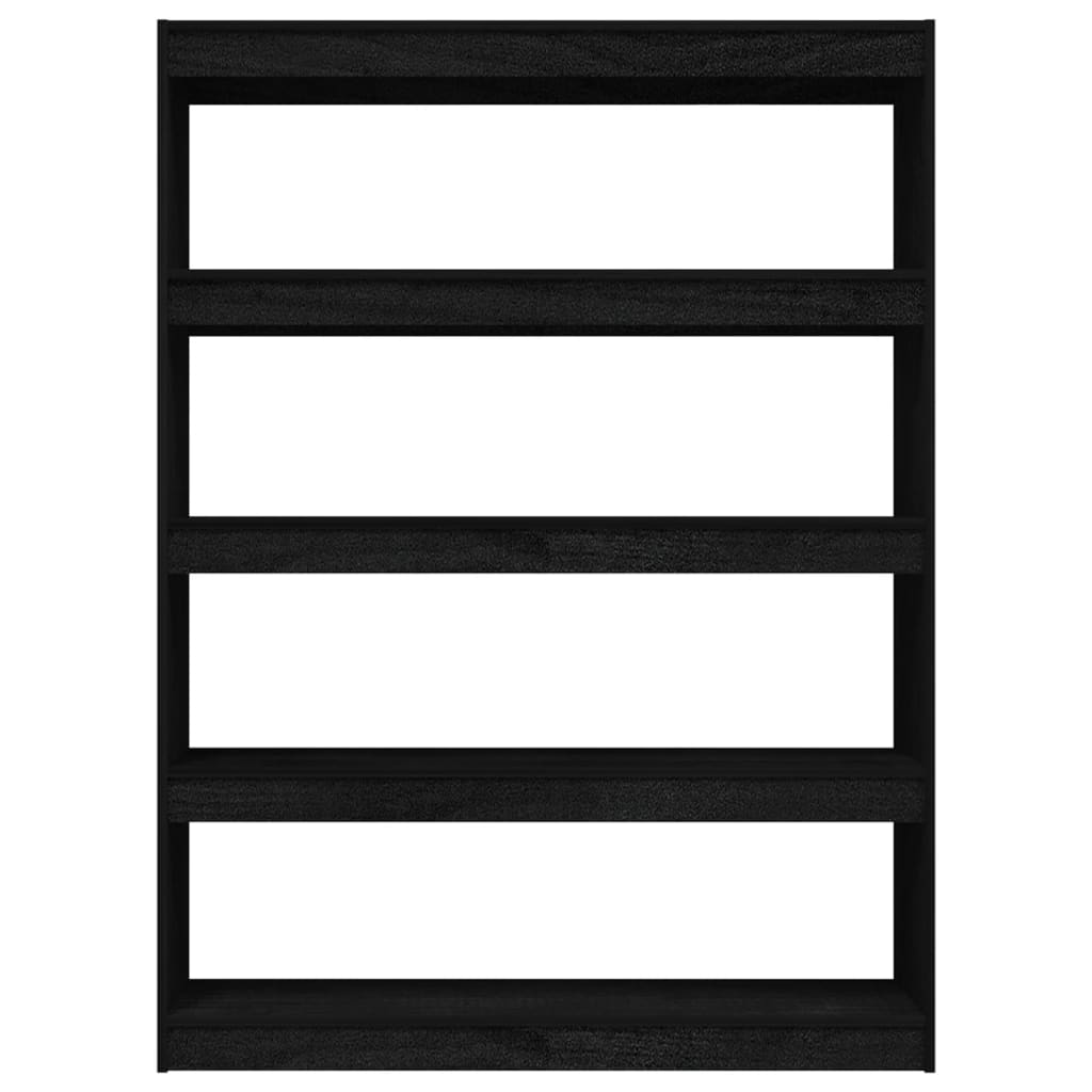 Boekenkast/kamerscherm 100x30x135,5 cm massief grenenhout zwart 100 x 30 x 135.5 cm Zwart