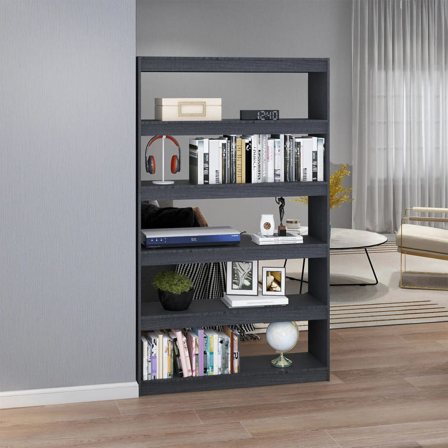 Boekenkast/kamerscherm 100x30x167,5 cm massief grenenhout grijs 100 x 30 x 167.5 cm Grijs