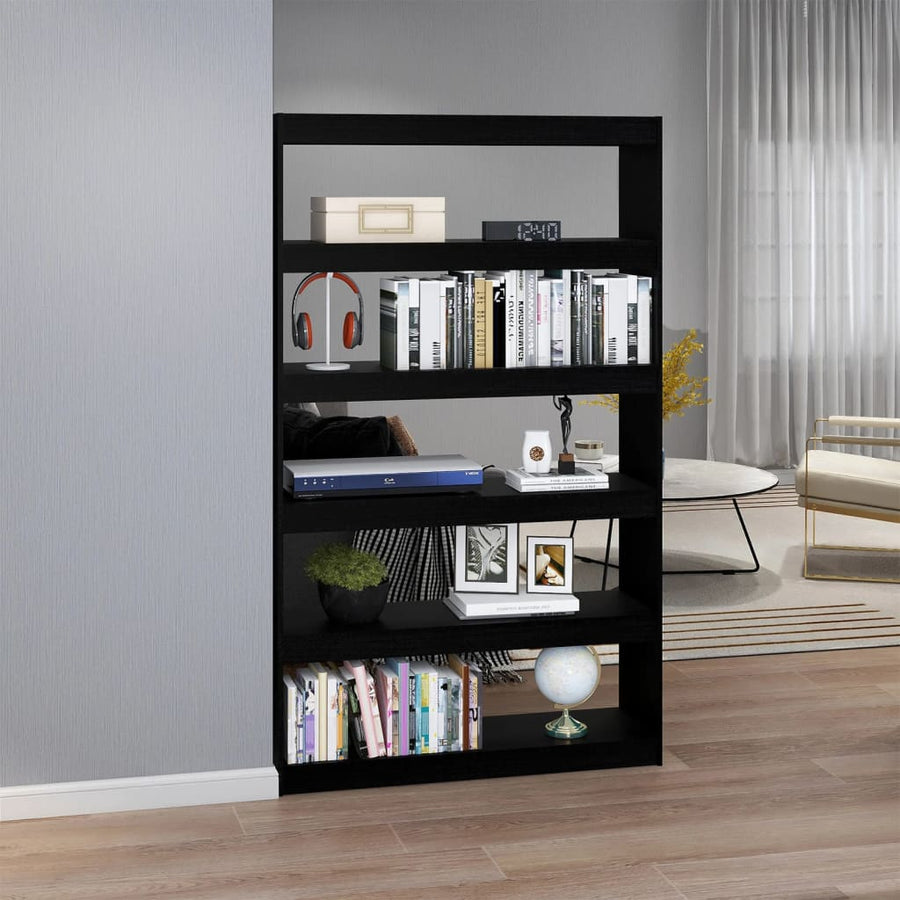 Boekenkast/kamerscherm 100x30x167,5 cm massief grenenhout zwart 100 x 30 x 167.5 cm Zwart
