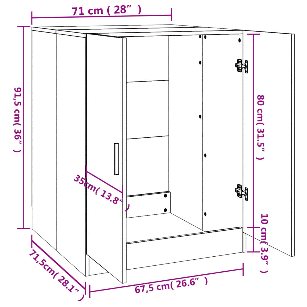 Wasmachinekast 71x71,5x91,5 cm hoogglans wit Hoogglans wit