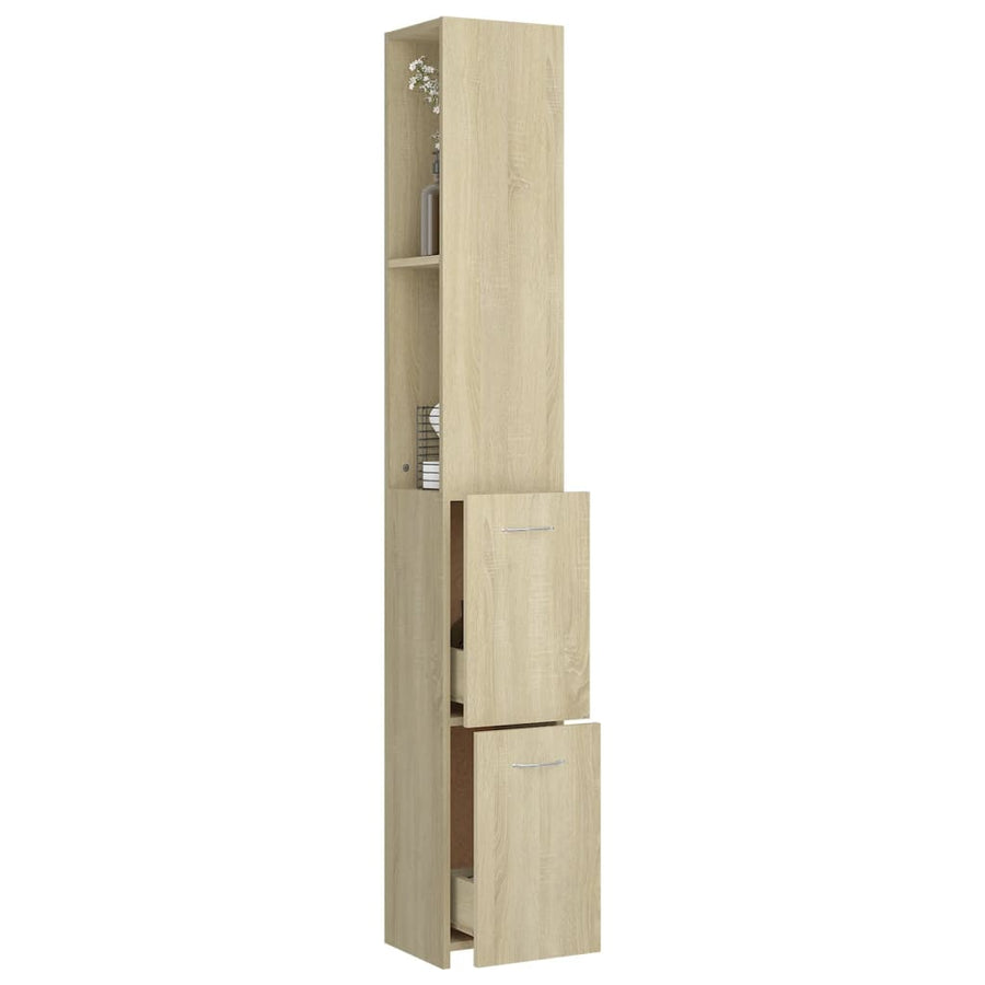 Badkamerkast 25X26,5X70 Cm Bewerkt Hout Kleurig Sonoma eiken