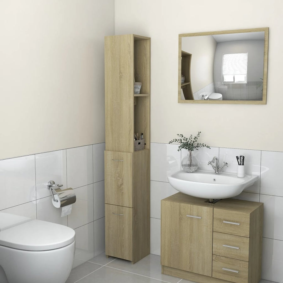 Badkamerkast 25X26,5X70 Cm Bewerkt Hout Kleurig Sonoma eiken