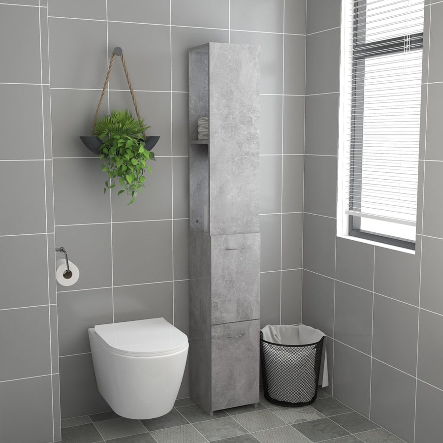 Badkamerkast 25X26,5X70 Cm Bewerkt Hout Betongrijs