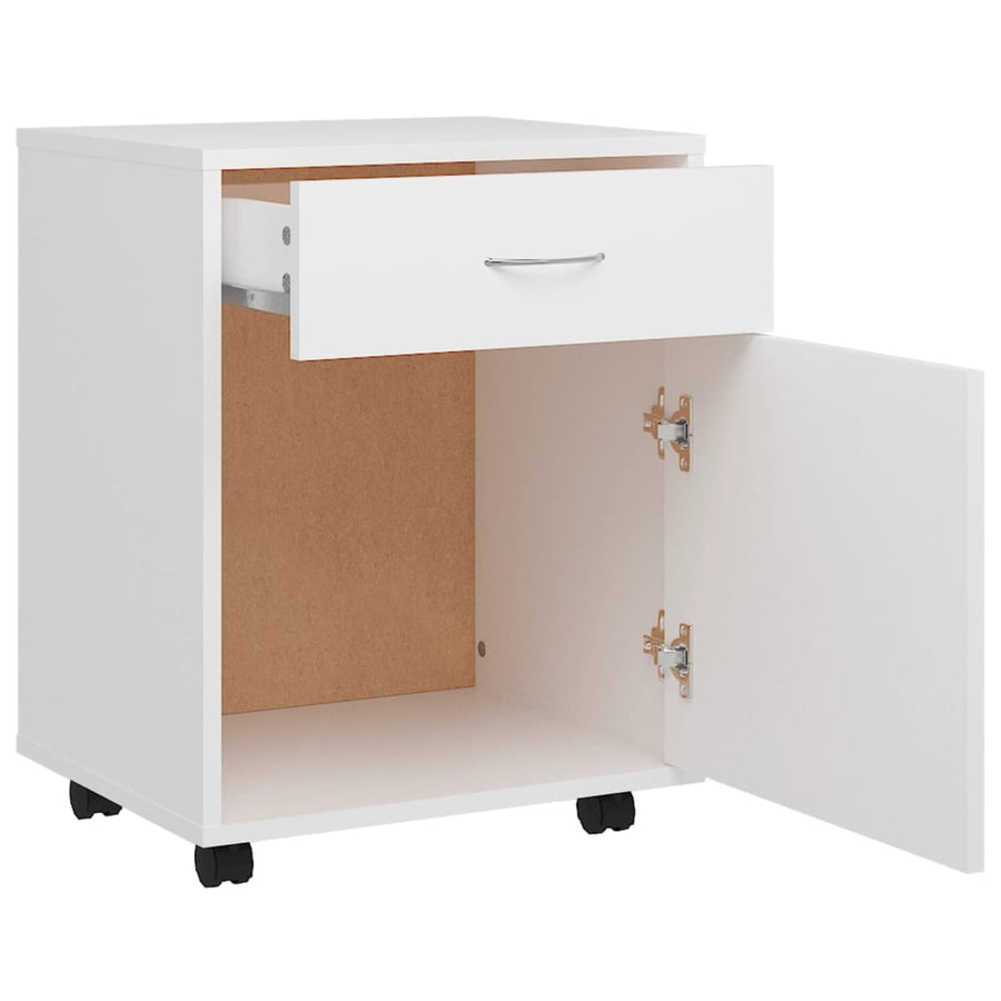Kast Verrijdbaar 45X38X54 Cm Bewerkt Hout Wit