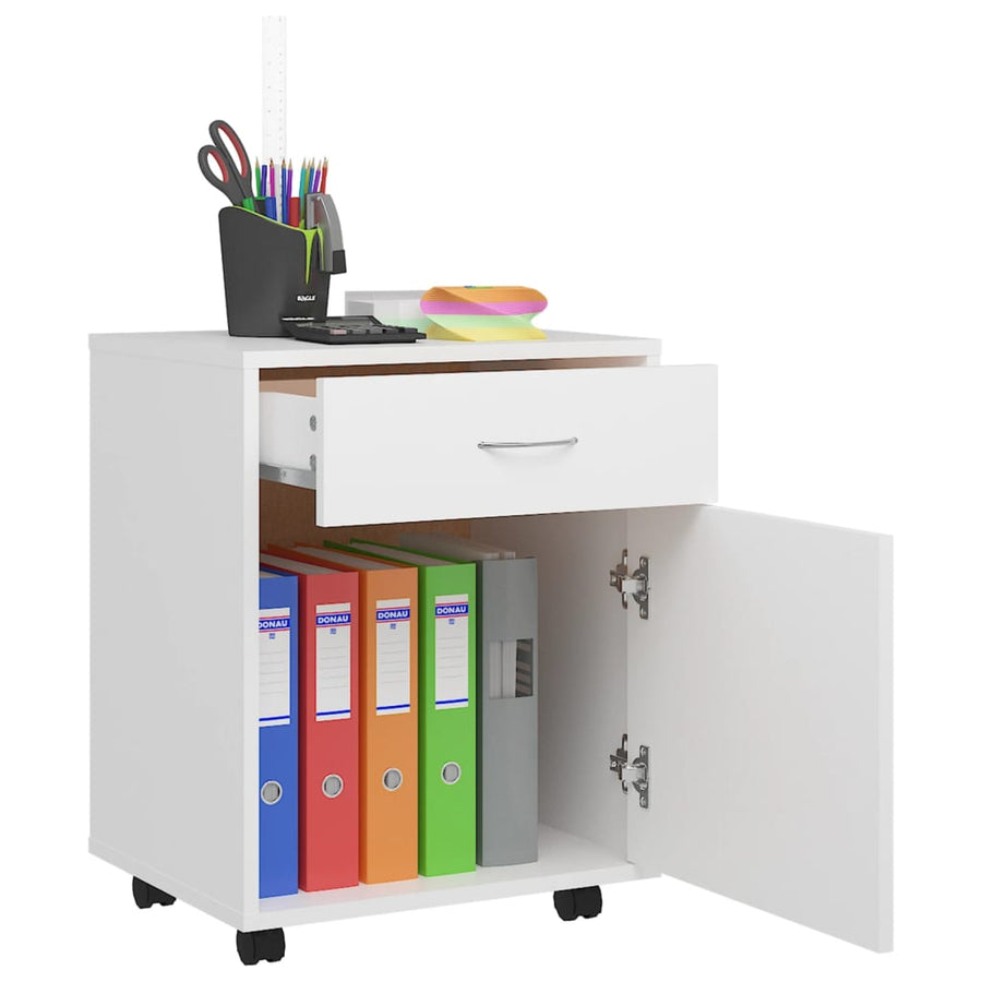 Kast Verrijdbaar 45X38X54 Cm Bewerkt Hout Wit