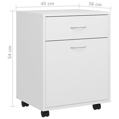 Kast Verrijdbaar 45X38X54 Cm Bewerkt Hout Wit