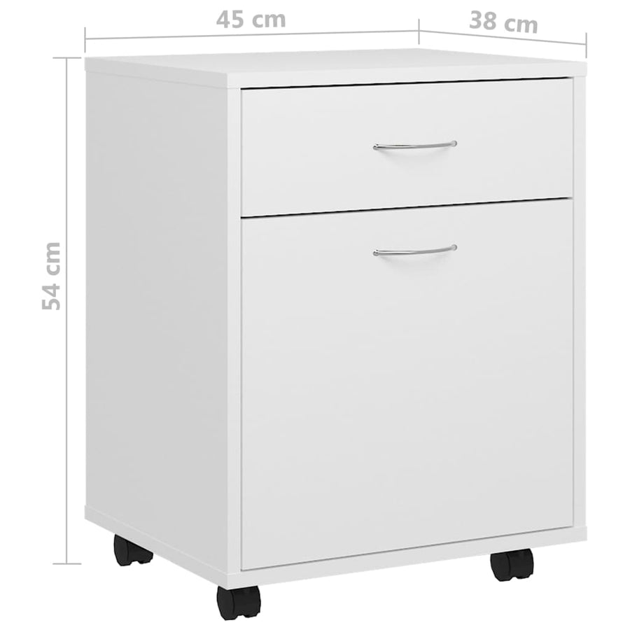 Kast Verrijdbaar 45X38X54 Cm Bewerkt Hout Wit