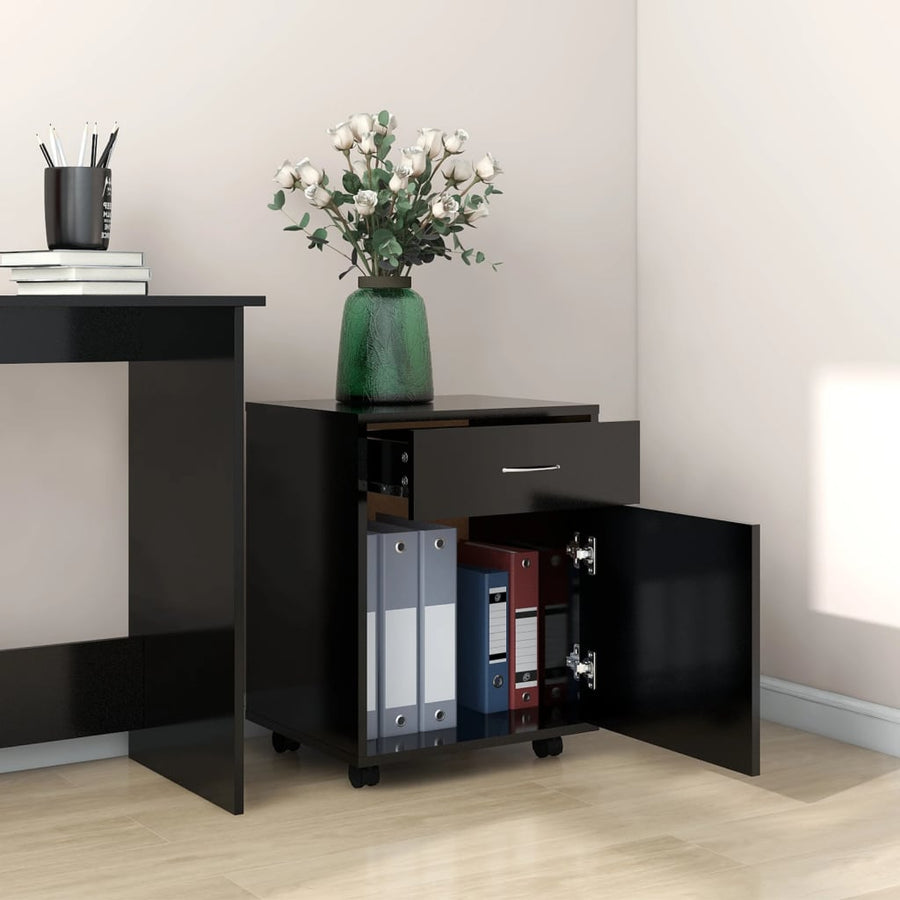 Kast Verrijdbaar 45X38X54 Cm Spaanplaat Zwart