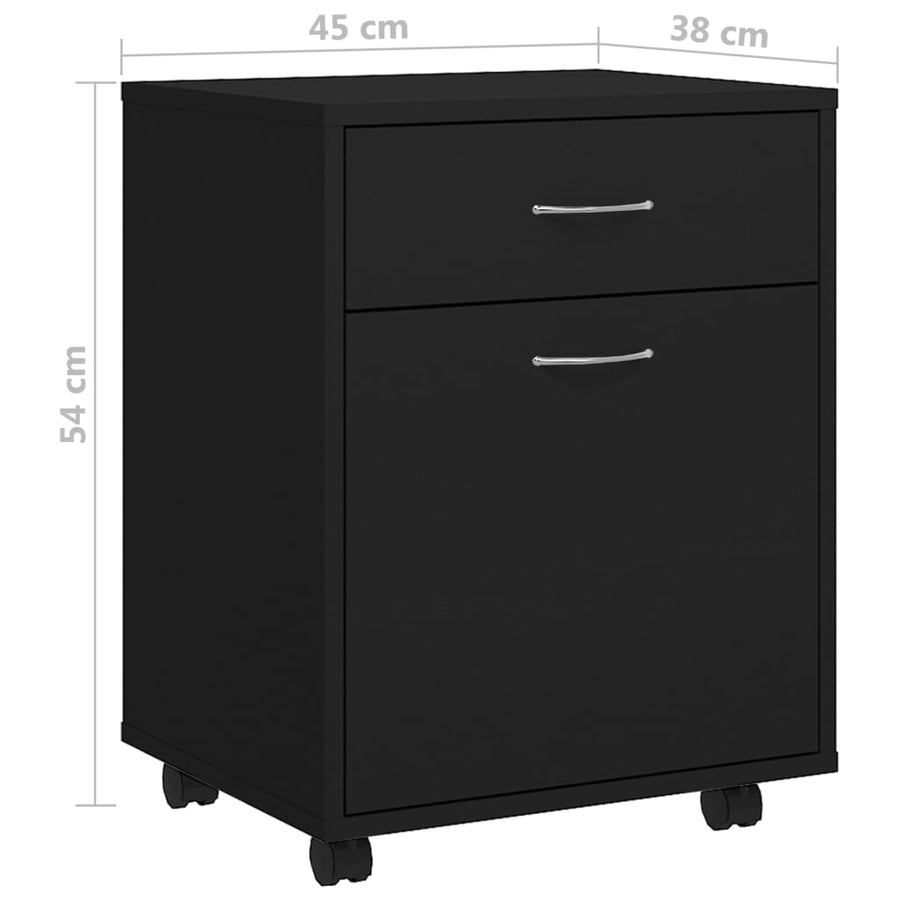 Kast Verrijdbaar 45X38X54 Cm Spaanplaat Zwart