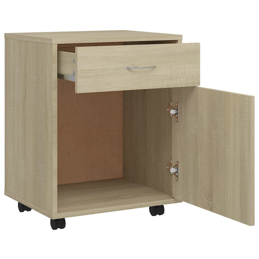 Kast verrijdbaar 45x38x54 cm spaanplaat sonoma eikenkleurig Sonoma eiken