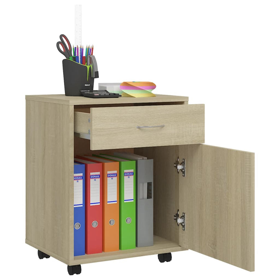 Kast verrijdbaar 45x38x54 cm spaanplaat sonoma eikenkleurig Sonoma eiken