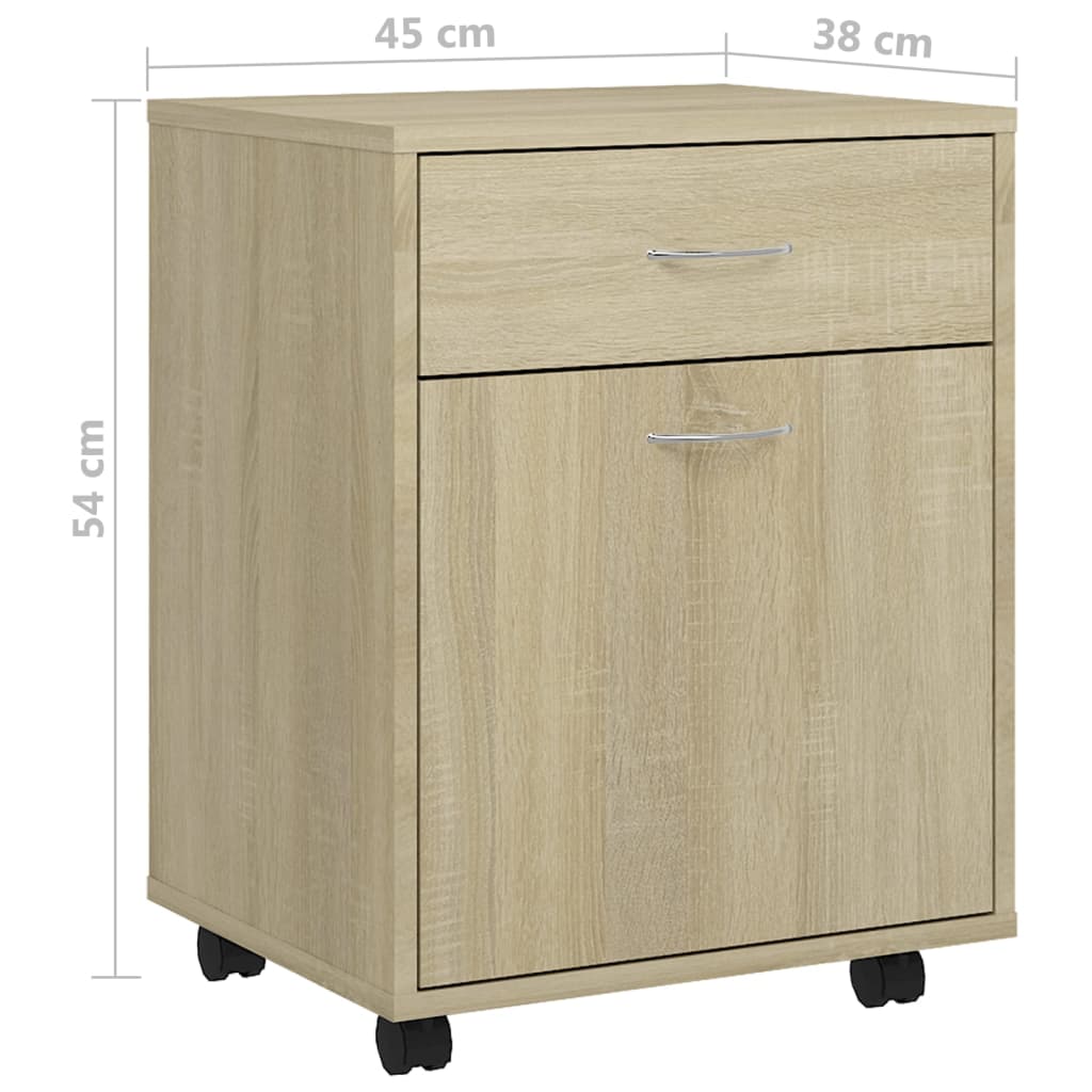 Kast verrijdbaar 45x38x54 cm spaanplaat sonoma eikenkleurig Sonoma eiken