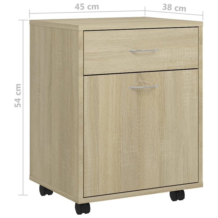 Kast verrijdbaar 45x38x54 cm spaanplaat sonoma eikenkleurig Sonoma eiken
