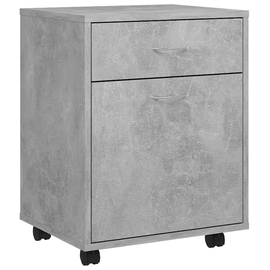 Kast verrijdbaar 45x38x54 cm spaanplaat betongrijs Betongrijs