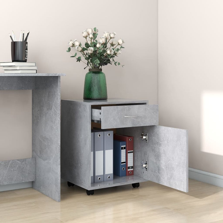Kast verrijdbaar 45x38x54 cm spaanplaat betongrijs Betongrijs