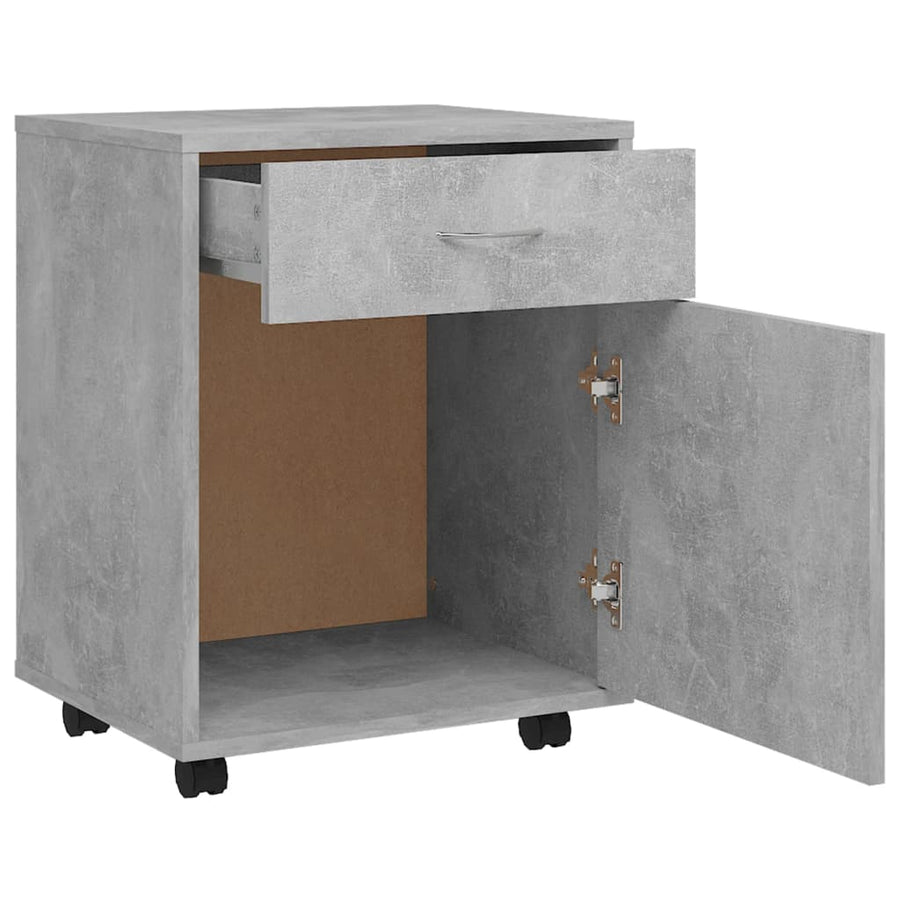 Kast verrijdbaar 45x38x54 cm spaanplaat betongrijs Betongrijs