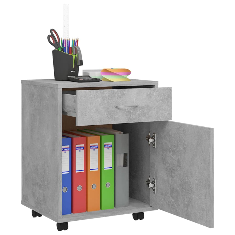 Kast verrijdbaar 45x38x54 cm spaanplaat betongrijs Betongrijs