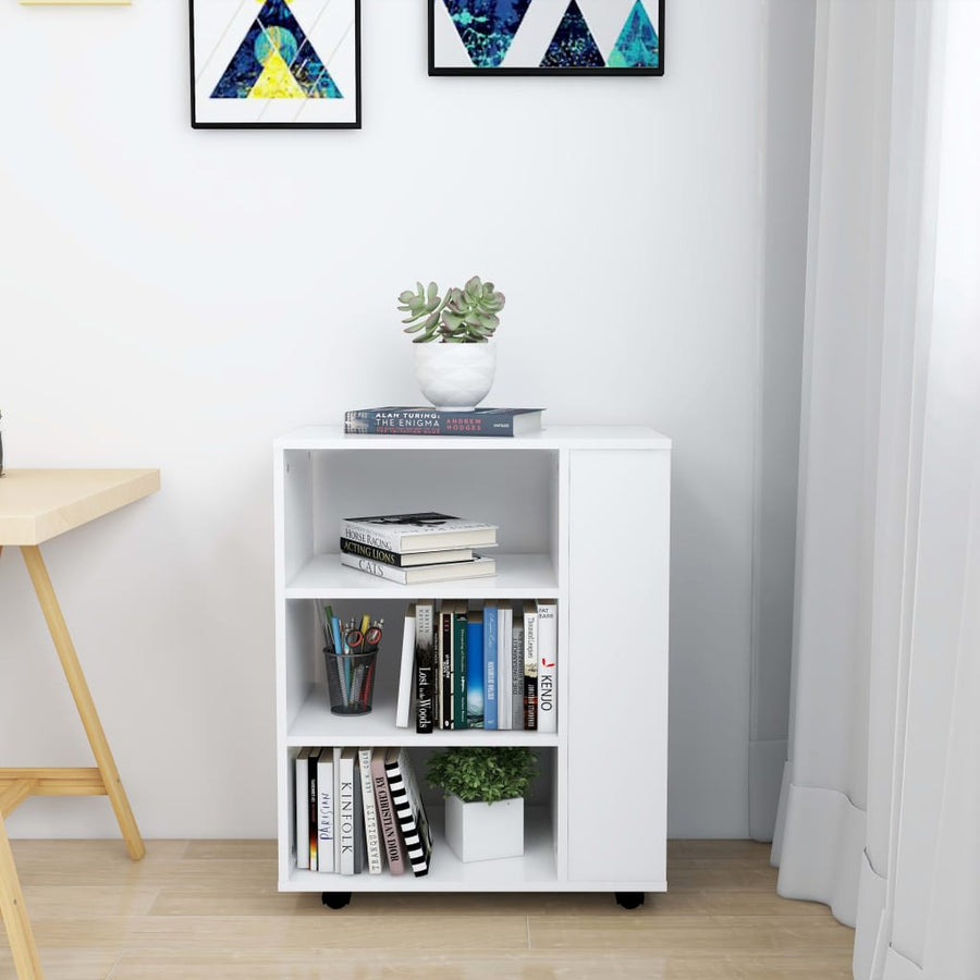 Kast Verrijdbaar 60X35X75 Cm Bewerkt Hout Wit
