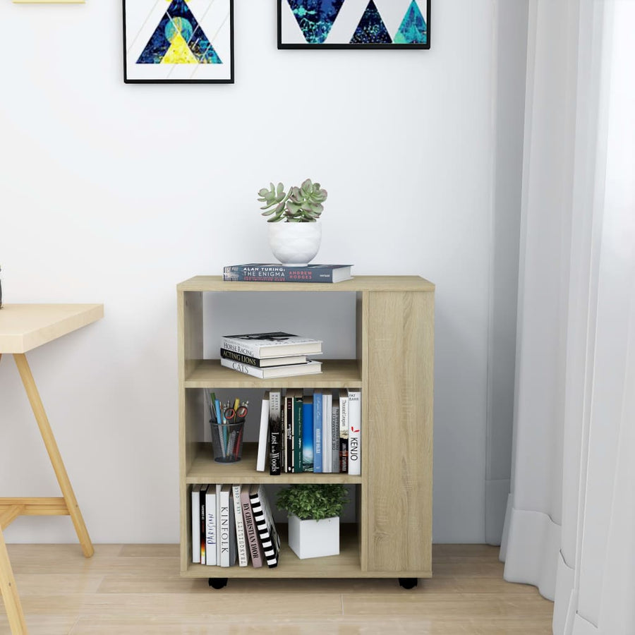 Kast Verrijdbaar 60X35X75 Cm Spaanplaat Kleurig Sonoma eiken