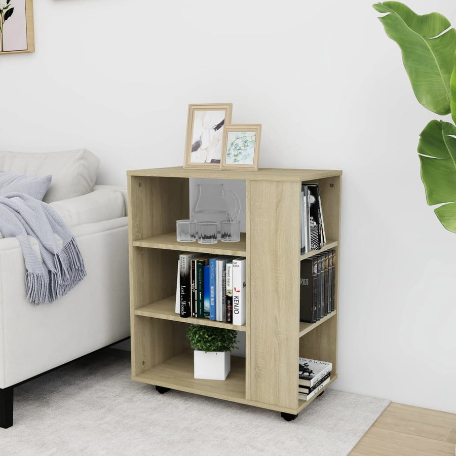 Kast Verrijdbaar 60X35X75 Cm Spaanplaat Kleurig Sonoma eiken