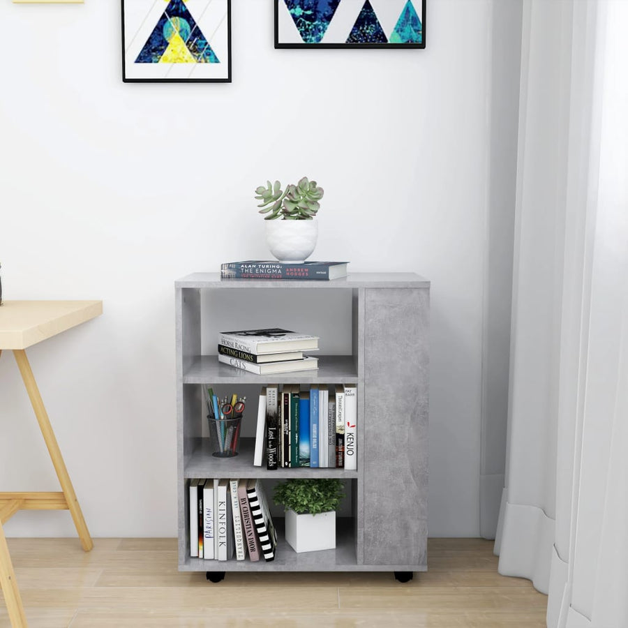 Kast Verrijdbaar 60X35X75 Cm Spaanplaat Betongrijs