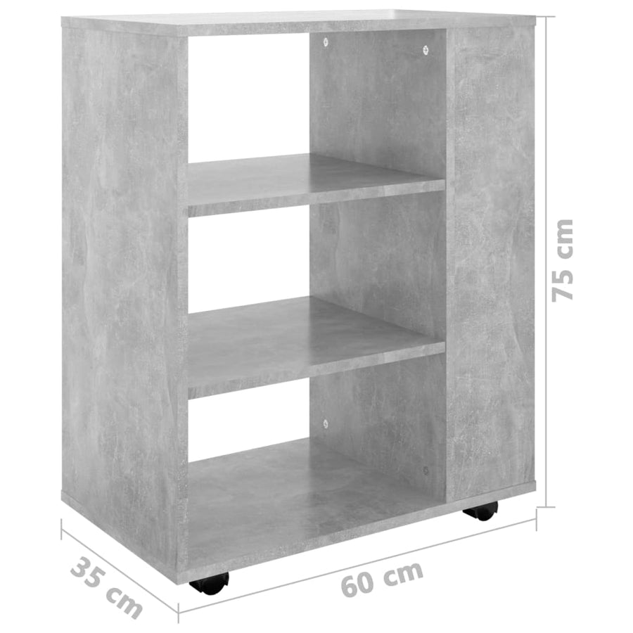 Kast Verrijdbaar 60X35X75 Cm Spaanplaat Betongrijs