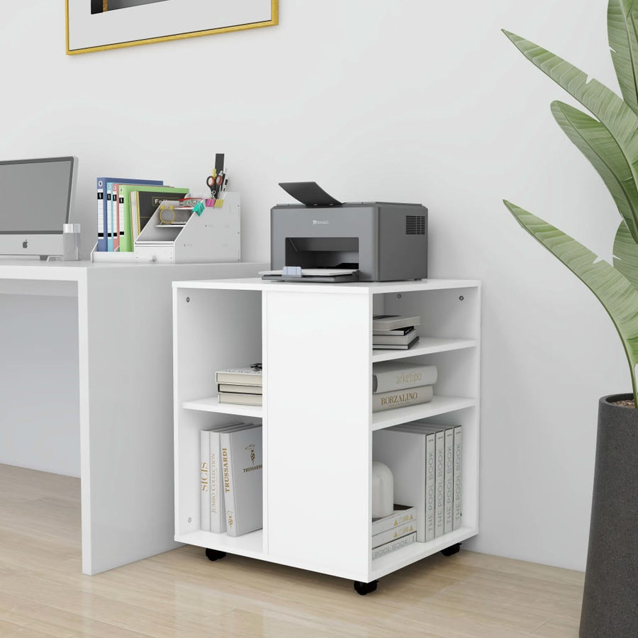 Kast verrijdbaar 60x53x72 cm spaanplaat wit Wit