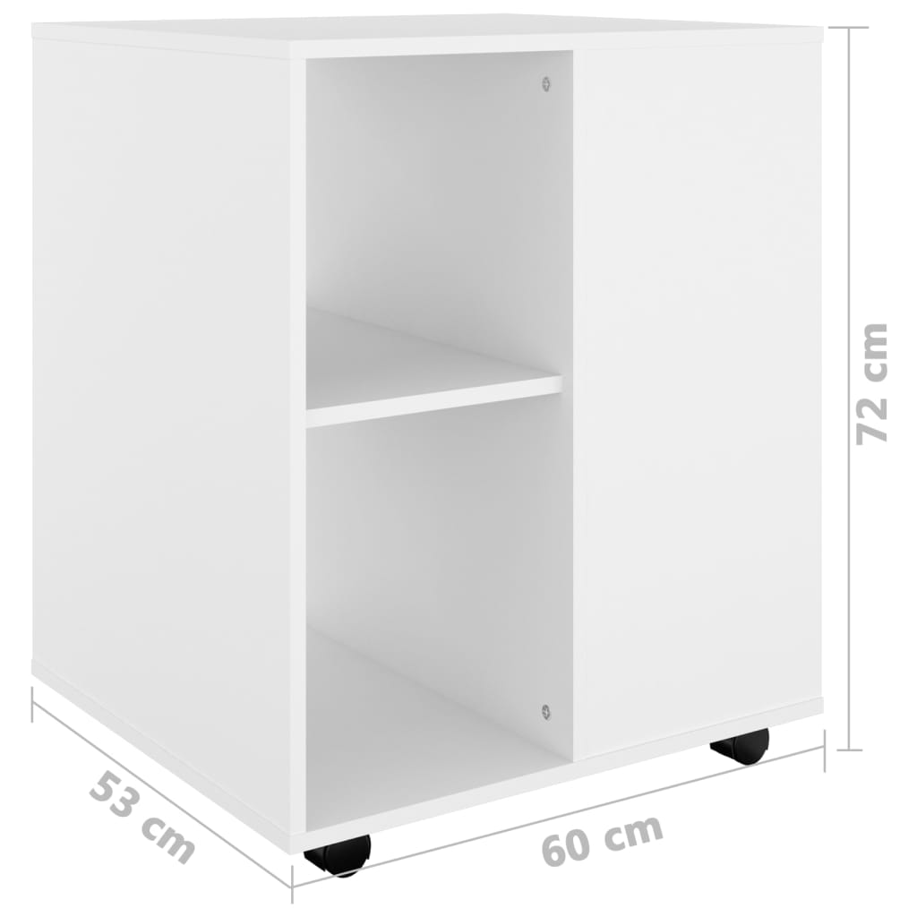 Kast verrijdbaar 60x53x72 cm spaanplaat wit Wit