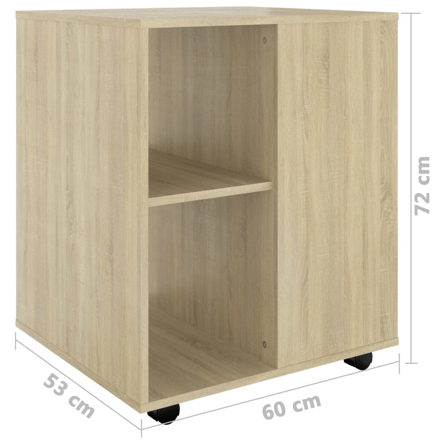 Kast Verrijdbaar 60X53X72 Cm Spaanplaat Kleurig Sonoma eiken