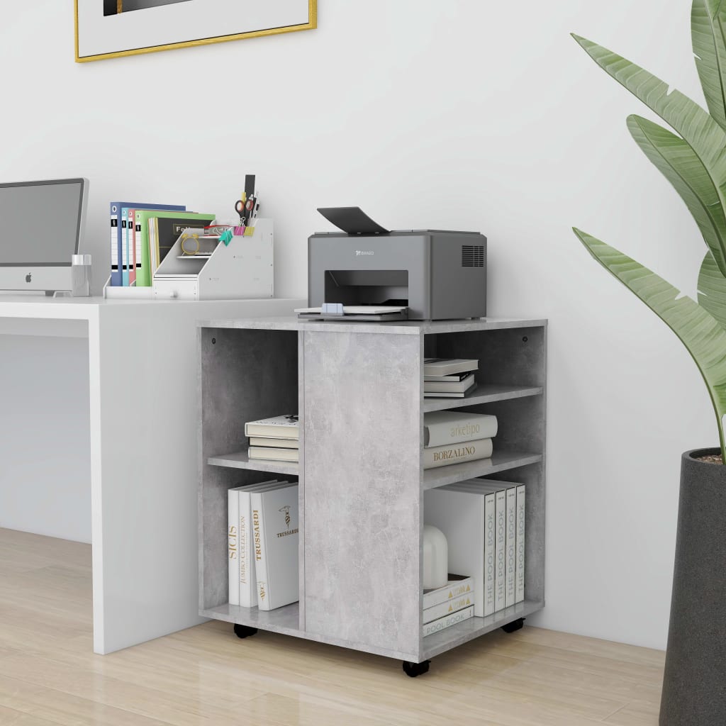 Kast Verrijdbaar 60X53X72 Cm Spaanplaat Betongrijs