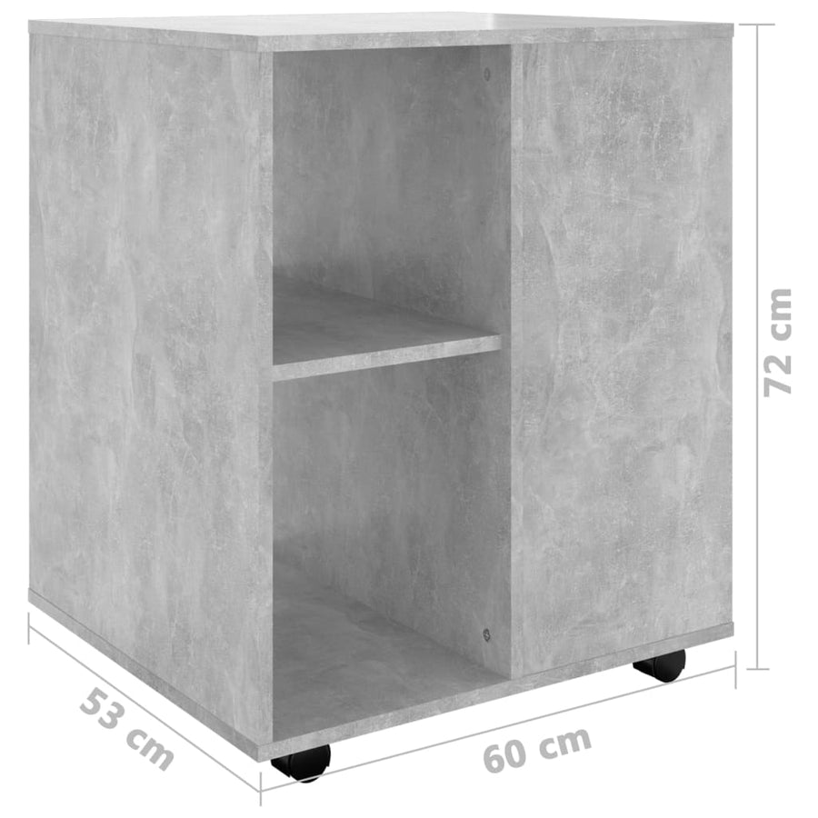 Kast Verrijdbaar 60X53X72 Cm Spaanplaat Betongrijs