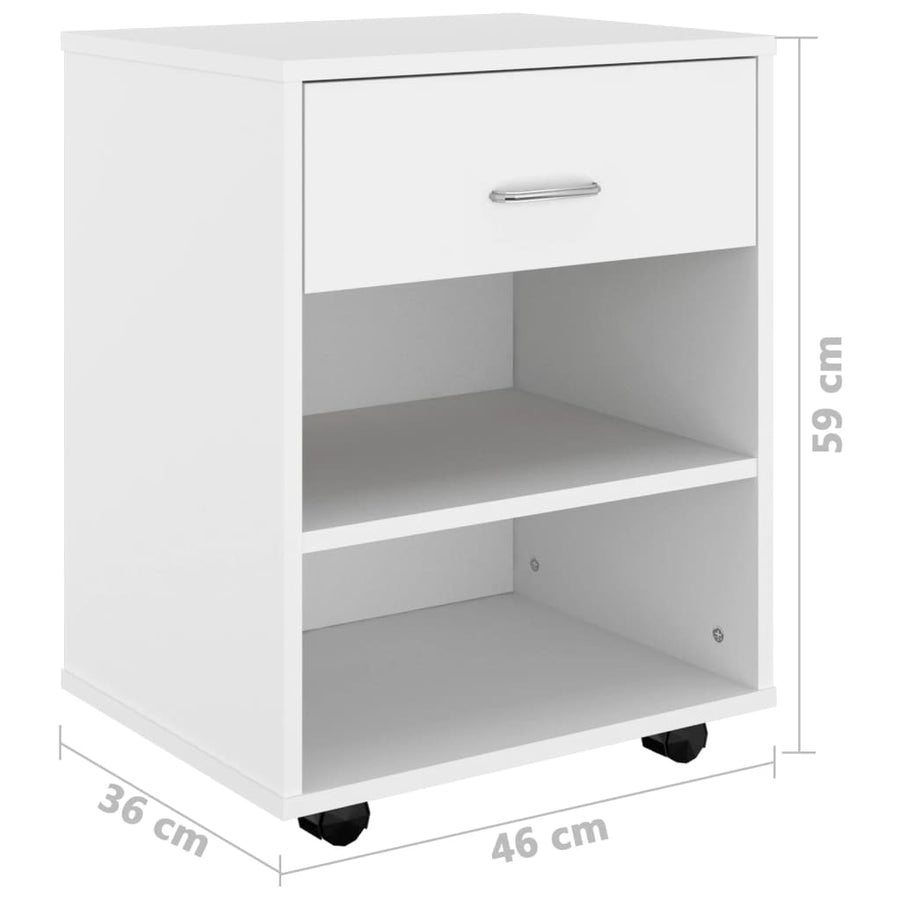 Kast Verrijdbaar 46X36X59 Cm Spaanplaat Wit
