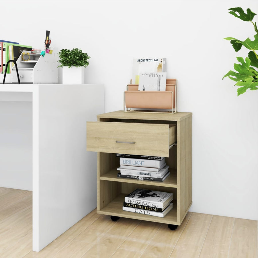 Kast verrijdbaar 46x36x59 cm spaanplaat sonoma eikenkleurig Sonoma eiken