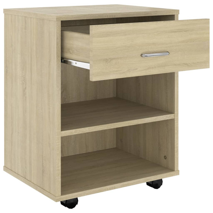Kast verrijdbaar 46x36x59 cm spaanplaat sonoma eikenkleurig Sonoma eiken