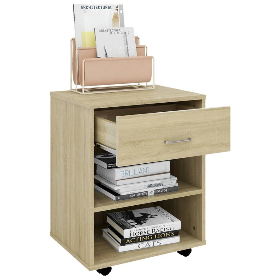 Kast verrijdbaar 46x36x59 cm spaanplaat sonoma eikenkleurig Sonoma eiken