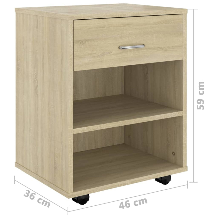 Kast verrijdbaar 46x36x59 cm spaanplaat sonoma eikenkleurig Sonoma eiken