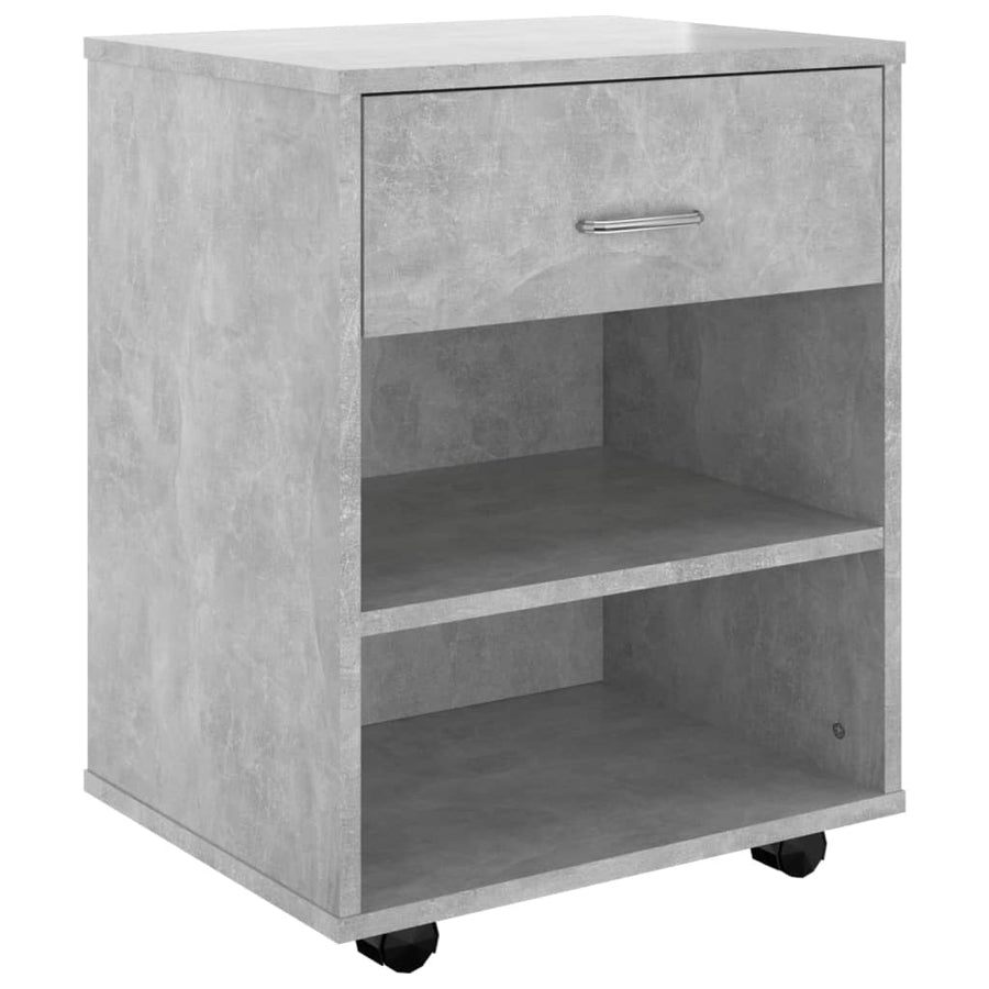 Kast verrijdbaar 46x36x59 cm spaanplaat betongrijs Betongrijs