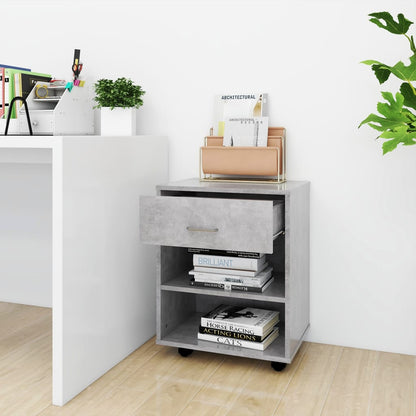 Kast verrijdbaar 46x36x59 cm spaanplaat betongrijs Betongrijs