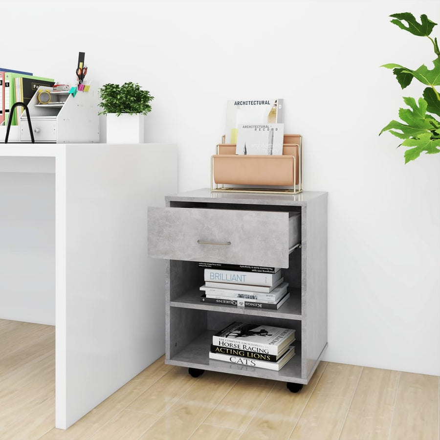 Kast verrijdbaar 46x36x59 cm spaanplaat betongrijs Betongrijs