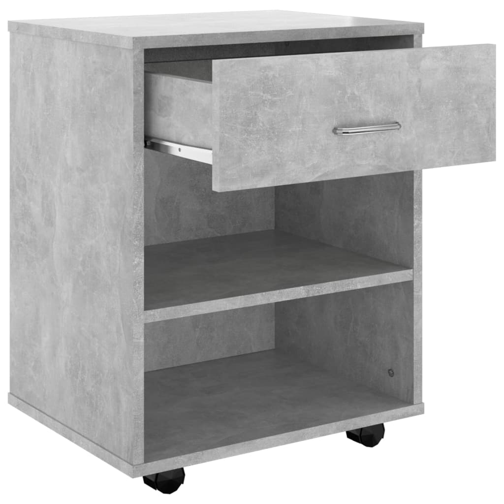 Kast verrijdbaar 46x36x59 cm spaanplaat betongrijs Betongrijs