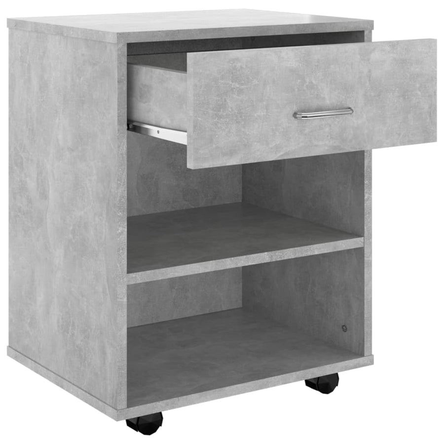 Kast verrijdbaar 46x36x59 cm spaanplaat betongrijs Betongrijs