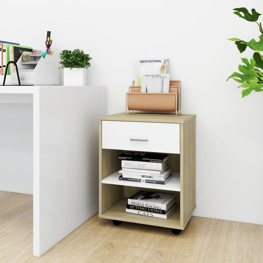 Kast Verrijdbaar 46X36X59 Cm Spaanplaat Wit