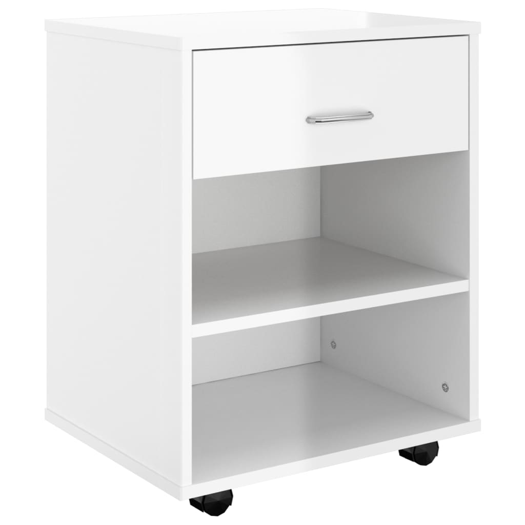 Kast Verrijdbaar 46X36X59 Cm Spaanplaat Hoogglans wit