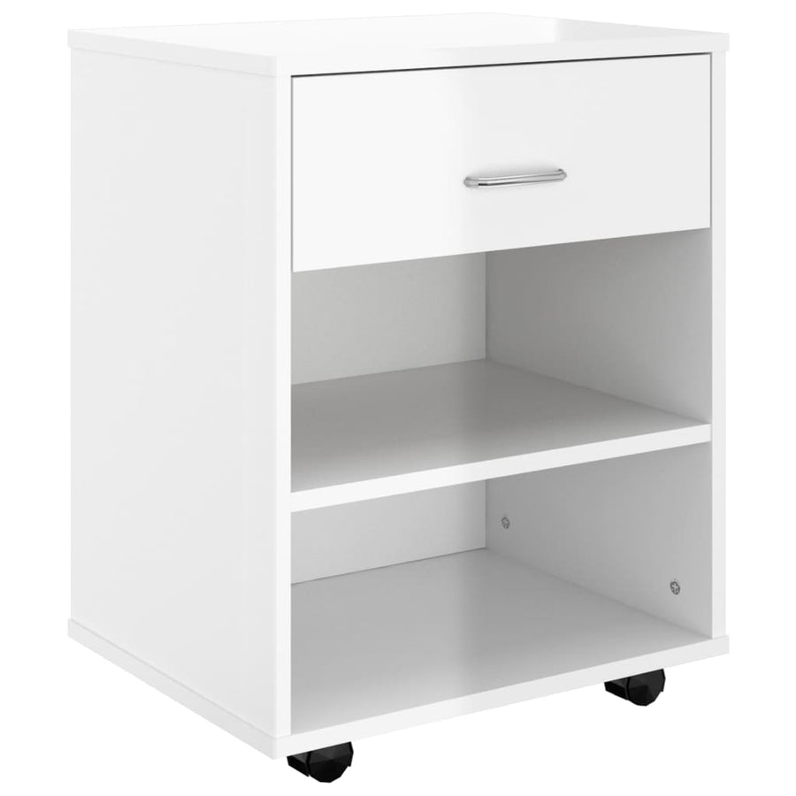 Kast Verrijdbaar 46X36X59 Cm Spaanplaat Hoogglans wit